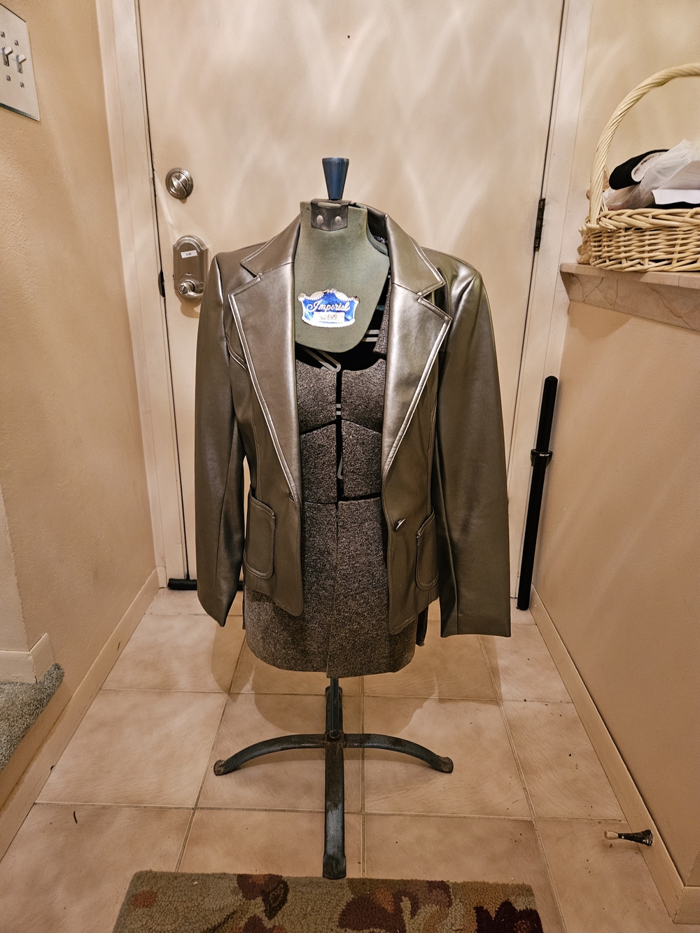 Olive Faux Leather Tailored Blazer by Unknown Brand